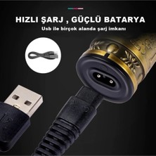 Teknoparkx Şarjlı Kuru Saç Sakal Vücut Tıraş Makinesi Altın Renk 4-6 Saat Kullanım 3-5 Başlık Tknpx-4