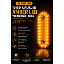 Sns Ticaret 25 LED Amber Yan Lamba 12V 24V Tır Kamyon Karavan Dorse Panelvan Yan Markör Lambası Su Geçirmez