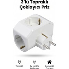 Alıç 3'lü Topraklı Çoklayıcı Priz Elektrik Prizi Ev Ofis Kullanımı Için Kompakt Tasarım Beyaz