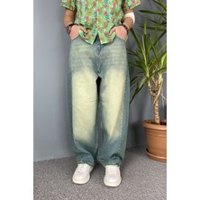 Alışveriş Sokağı Eskitme Super Baggy Jean Taşlanmış Balon Pantolon