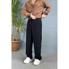 Alışveriş Sokağı Modal Kumaş Bağcıklı Baggy Pantolon Haki