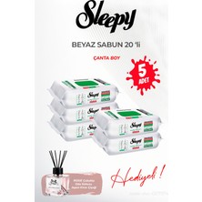 Sleepy Beyaz Sabun Çanta Boy (5 Paket x 20 Yaprak) ve Rosıe Oda Kokusu