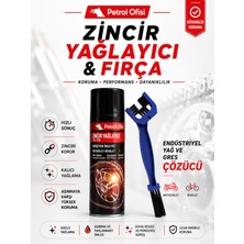 Petrol Ofisi Zincir Yağlayıcı Sprey + Çift Taraflı Motosiklet Bisiklet Zincir Fırçası