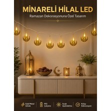 MidasTech Dekoratif Minareli Hilal LED Işık Metal Gövdeli Ramazan Aydınlatma Midiastech