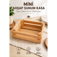 Lucky Love Mini Ahşap Sunum Kasası Doğal Dekoratif Ahşap Kasa Meyve Kahvaltılık Sunum ve Düzenleme Sepeti