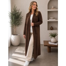 SFG Life Moda Kadın Standart Kol Uzun Maxi Boy Kışlık Triko Sakallı Hırka