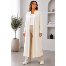 SFG Life Moda Kadın Standart Kol Uzun Maxi Boy Kışlık Triko Sakallı Hırka