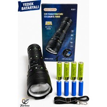 farissu R301 Ultra Güçlü 200W Şarjlı El Feneri - 18650 Model Yedek Pilli Set, 3000M Menzil, Powerbank Özellikli
