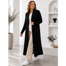 SFG Life Moda Kadın Standart Kol Uzun Maxi Boy Kışlık Triko Sakallı Hırka