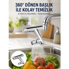 MidasTech 360° Dönüşlü Su Akışı Başlığı | 4'ü 1 Arada Kullanım Yeni Nesil Midiastech