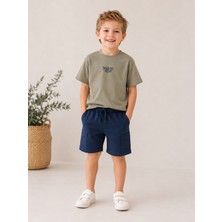 NK 04-08 Yaş Erkek Çocuk Indigo Şortlu Takım - Indigo Mavi