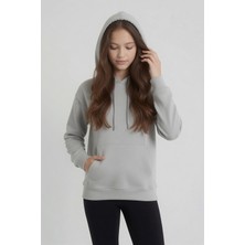 Cansın Mini Gri Kız Çocuk Kanguru Cepli Şardonlu Kapüşonlu Sweatshirt 24692