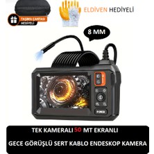 whitetech Ekranlı Tek Kameralı 50 mt Sert Kablo Gece Görüşlü Endeskop Yılan Kamera Kayıtsız Taşıma Çantası ve Eldiven Hediye