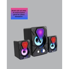 Negok 2+1 Rgb LED Işıklı Güçlü Bas Sistemli Bilgisayar Hoparlörü