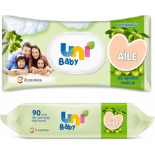 4 Paket Uni Baby Aile Zeytinyağlı Islak Mendil 90'lı