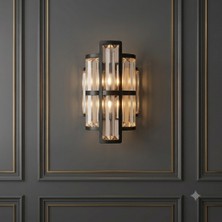 Pareys Home Asya Siyah LED Duvar Apliği Kristal Dekoratif Aplik Pilli Elektrikli Modern Salon Yatak Odası Aydınlatma