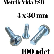 TUĞRA HIRDAVAT Metrik Vida Ysb 4X30  100 Adet Yıldız Silindir Başlı Vida