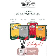 Ahmad Tea 4 Paket Karma Classic Demlik Poşet Çay 40'lı, Rosıe Oda Kokusu