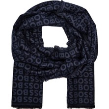 Boss Erkek Çift Taraflı Monogram Logolu Lacivert Fular 50518661-404