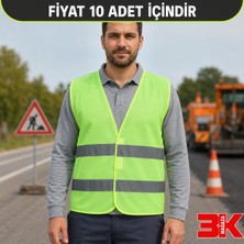 3k Mağaza Yeşil Reflektörlü Ikaz Yeleği Cepsiz 10’lu Paket