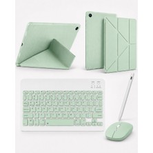 Turotto Galaxy Tab A9 Plus SM-X210 / A11 Plus SM-X230 Ile Uyumlu Standlı Kılıf Dokunmatik Kalem ve Klavye Mouse Set