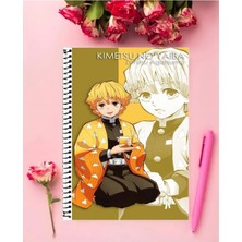 Kımetsu No Yaıba Defter   Özel Tasarım A5 Boyutu 15*21 cm Telli Çizgisiz Orta Boy Defter