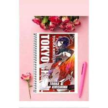Touka Kirishima Anime Defter   Özel Tasarım A5 Boyutu Telli Çizgisiz Defter 15*21 cm