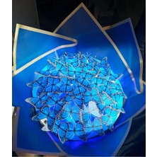 Mavi Yeni Model LED Işıklı Kelebek Buketi Hediyelik Büyük Boy