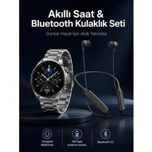 Epilons Alarm ve Titreşim Özellikli Akıllı Saat ve Mikrofonlu Kablolu Bluetooth Kulaklık 60 Saat