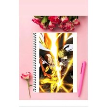 One Punch Man Anime Defter   Özel Tasarım A5 Boyutu Telli Çizgisiz Defter 15*21 cm