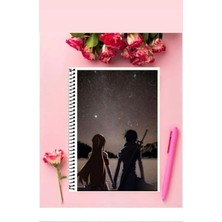 Sword Art Online Anime Defter   Özel Tasarım A5 Boyutu Telli Çizgisiz Defter 15*21 cm