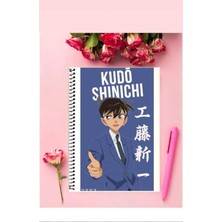 Shinichi Kudo Anime Defter   Özel Tasarım A5 Boyutu Telli Çizgisiz Defter 15*21 cm
