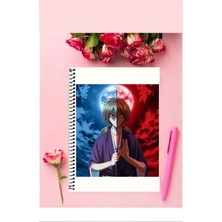 Ruroini Kenshin Anime Defter   Özel Tasarım A5 Boyutu Telli Çizgisiz Defter 15*21 cm
