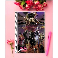 Jojo's Bizarre Advanture Anime Defter   Özel Tasarım A5 Boyutu 15*21 cm Telli Çizgisiz Defter