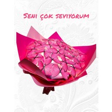 Pembe LED Işıklı Kelebek Buketi A Kalite 24 Adet Kelebekli Sevgiliye, Eşine Vb Herkes Için