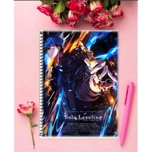Solo Leveling Anime Defter   Özel Tasarım A5 Boyutu 15*21 cm Telli Çizgisiz