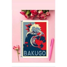 Katsuki Bakugo Anime Defter   Özel Tasarım A5 Boyutu Telli Çizgisiz Defter 15*21 cm
