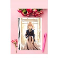 Violet Evergarden Anime Defter   Özel Tasarım A5 Boyutu Telli Çizgisiz Defter 15*21 cm