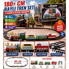 Trust Store 180 cm Raylı Oyuncak Tren Seti 3 Vagonlu Klasik Lokomotif 9 Parça Demiryolu Oyun Seti
