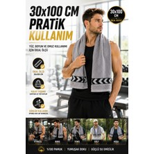 Open City Gri 30X100 cm %100 Pamuk 450 Gsm Spor Havlusu Fitness Gym Boks Tenis Golf Yüz Havlusu Yıkanabilir