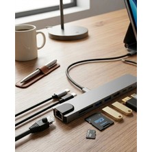 Marsilyan Type C Çoklu Port Hub 8 Port USB HDMI Sd Kart Ethernet Adaptör