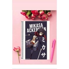 Mikasa Ackerman Anime Defter   Özel Tasarım A5 Boyutu Telli Çizgisiz Defter 15*21 cm
