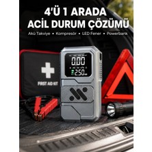 Marsilyan Araçlar Için Akü Takviye Lastik Şişirme ve Powerbank Cihazı