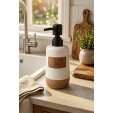 Makri Home 300 ml Seramik Lenora Sıvı Sabunluk, 7 cm Çap, 18 cm Yükseklik