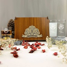Hediyelerin Efendisi Aslan Figürlü Kişiye Özel Rakı ve Taşlı Viski Kadehi Seti