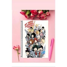My Hero Acamia Anime Defter   Özel Tasarım A5 Boyutu Telli Çizgisiz Defter 15*21 cm