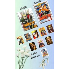 Naruto Defter 2 Adet Çizgili ve Kareli 9 Adet Fotokart Seti