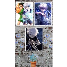 Killua Zoldyck Poster Seti 3 Adet A3 Boyutu 30*42 cm 200 gr Kuşe Kağıt Parlak Poster Seti