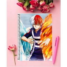 Shoto Todoroki Anime Defter   Özel Tasarım A5 Boyutu 15*21 cm Telli Çizgisiz Defter