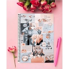 Violet Evergarden Anime Defter   Özel Tasarım A5 Boyutu 15*21 cm Telli Çizgisiz defter
